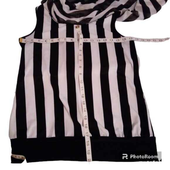 Per Seption Concept striped sheer double layer blouse sz S - Picture 6 of 8